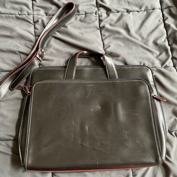 GUC ( with flaws) Lodis Leather Attache/Briefcase with strap. - Picture 1 of 8
